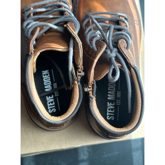 Steve Madden Men's Cognac Leather Boots Durable & Stylish - Picture 2 of 8